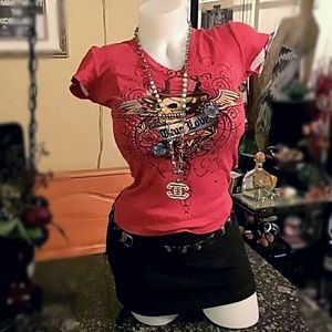 Pinstripe Mini Skirt & Tee